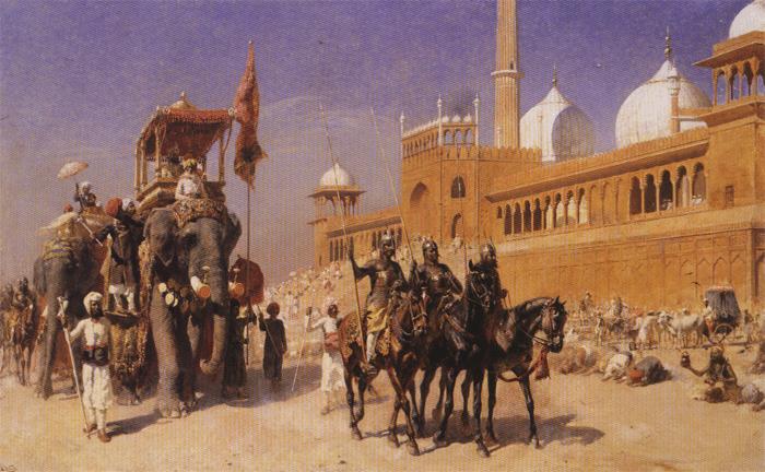 Edwin Lord Weeks Great Mogul and his Court Returning from the Great Mosque at Delhi, India oil painting image